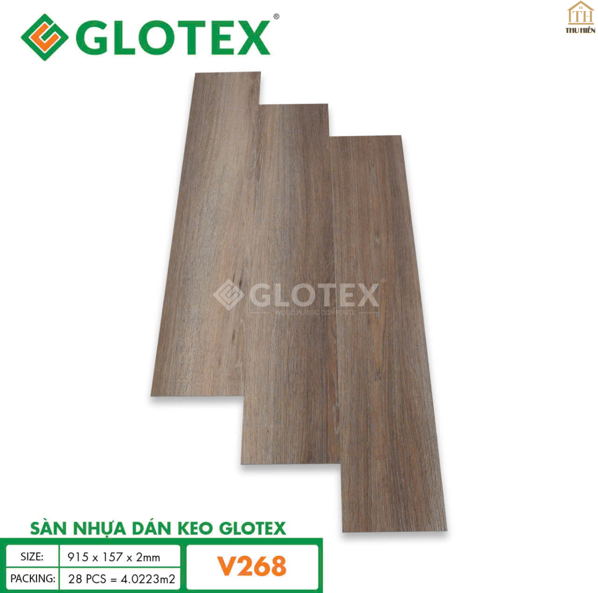 Sàn nhựa Keo Sẵn GLOTEX 2MM Vân Gỗ V268