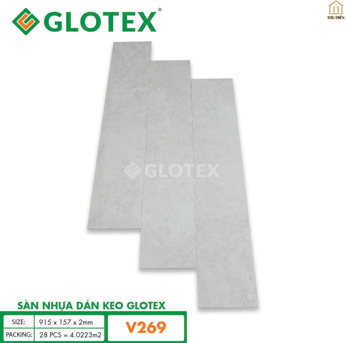 Sàn nhựa Keo Sẵn GLOTEX 2MM Vân Bê Tông V269