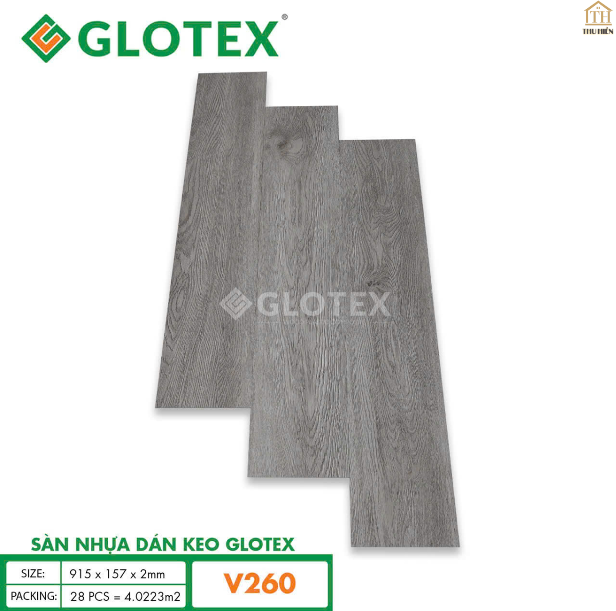 Sàn nhựa Keo Sẵn GLOTEX 2MM Vân Gỗ V260