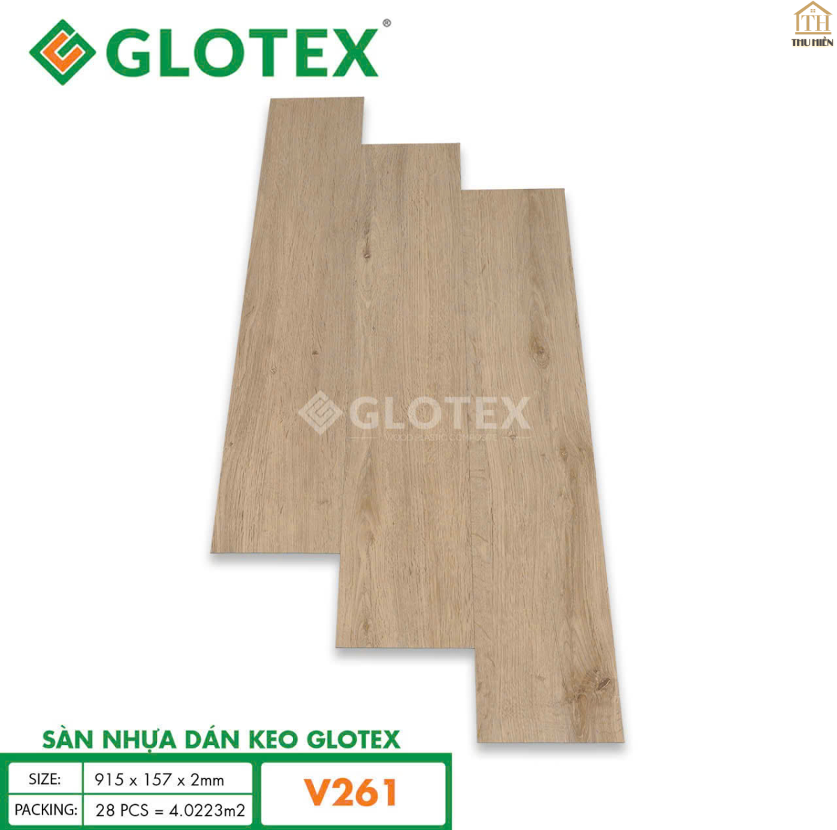Sàn nhựa Keo Sẵn GLOTEX 2MM Vân Gỗ V261