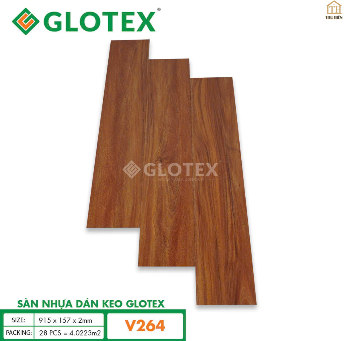 Sàn nhựa Keo Sẵn GLOTEX 2MM Vân Gỗ V264