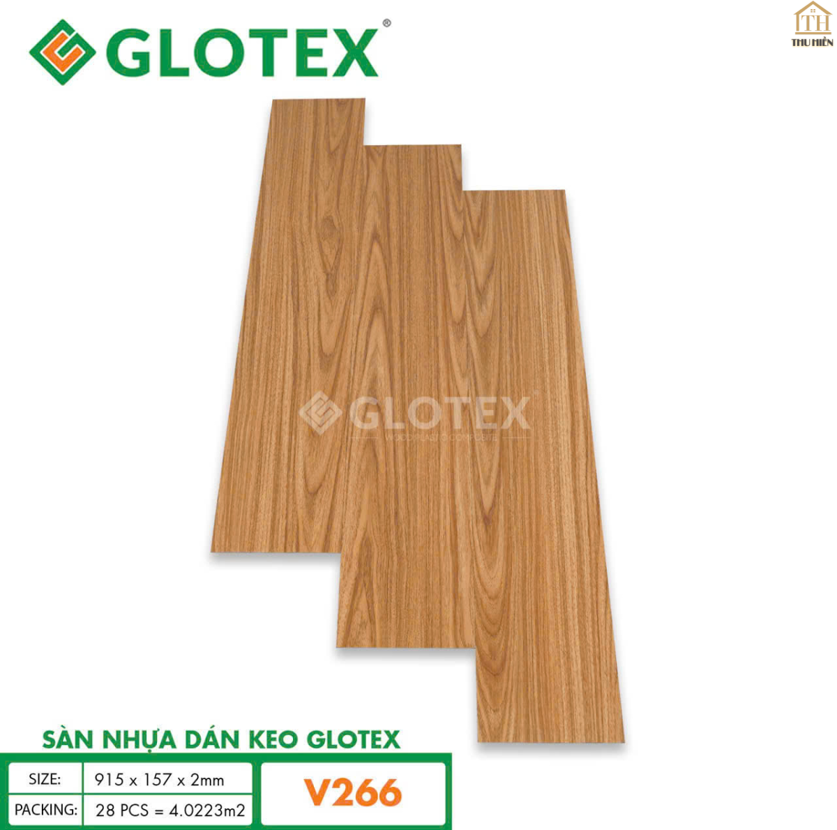 Sàn nhựa Keo Sẵn GLOTEX 2MM Vân Gỗ V266