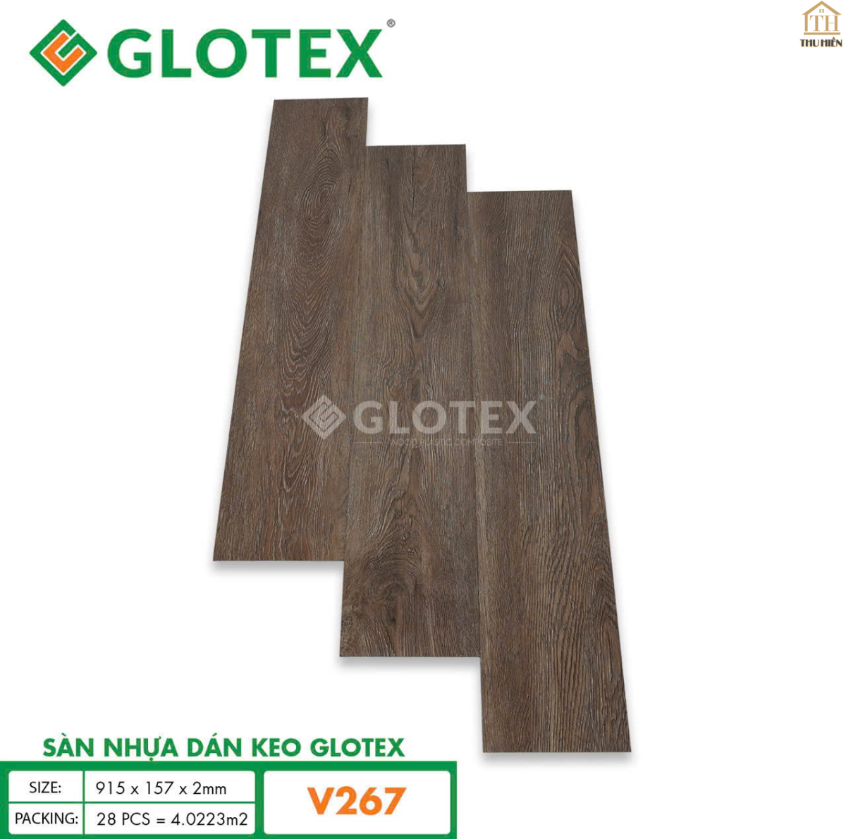 Sàn nhựa Keo Sẵn GLOTEX 2MM Vân Gỗ V267