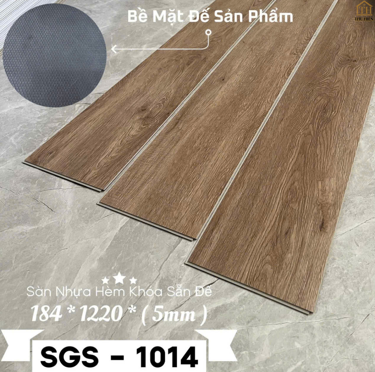 Sàn Nhựa Hèm Khóa SGS 5mm Đế Cao Su Sẵn SGS - 1014