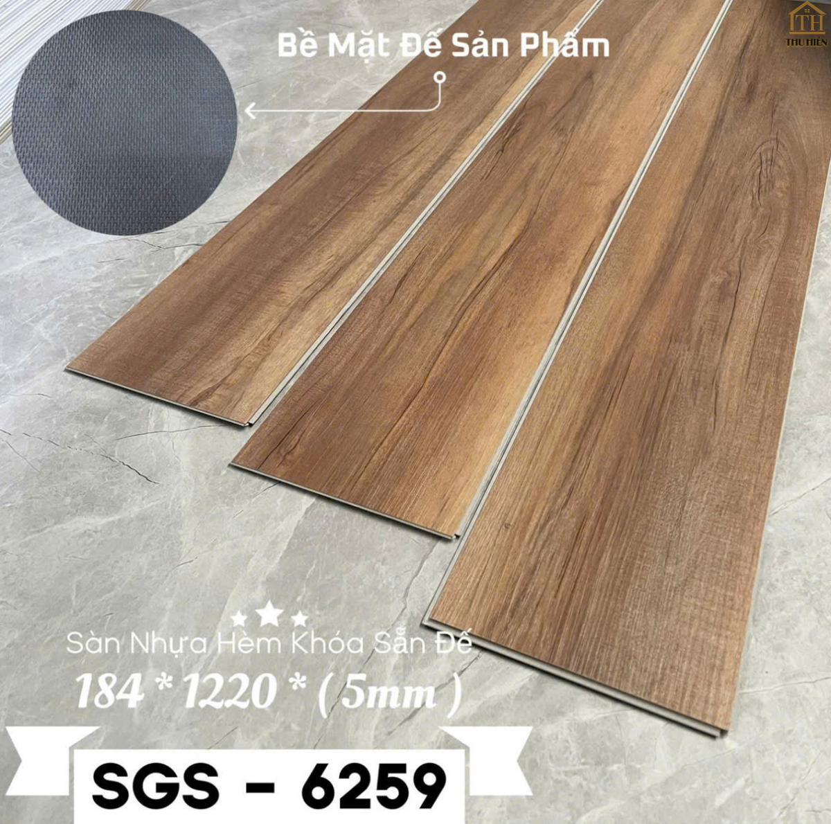 Sàn Nhựa Hèm Khóa SGS 5mm Đế Cao Su Sẵn SGS - 6259