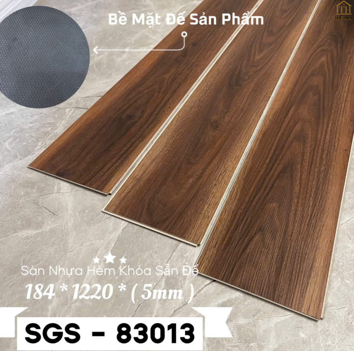 Sàn Nhựa Hèm Khoá Đế Cao Su Sẵn 5mm SGS - 83013