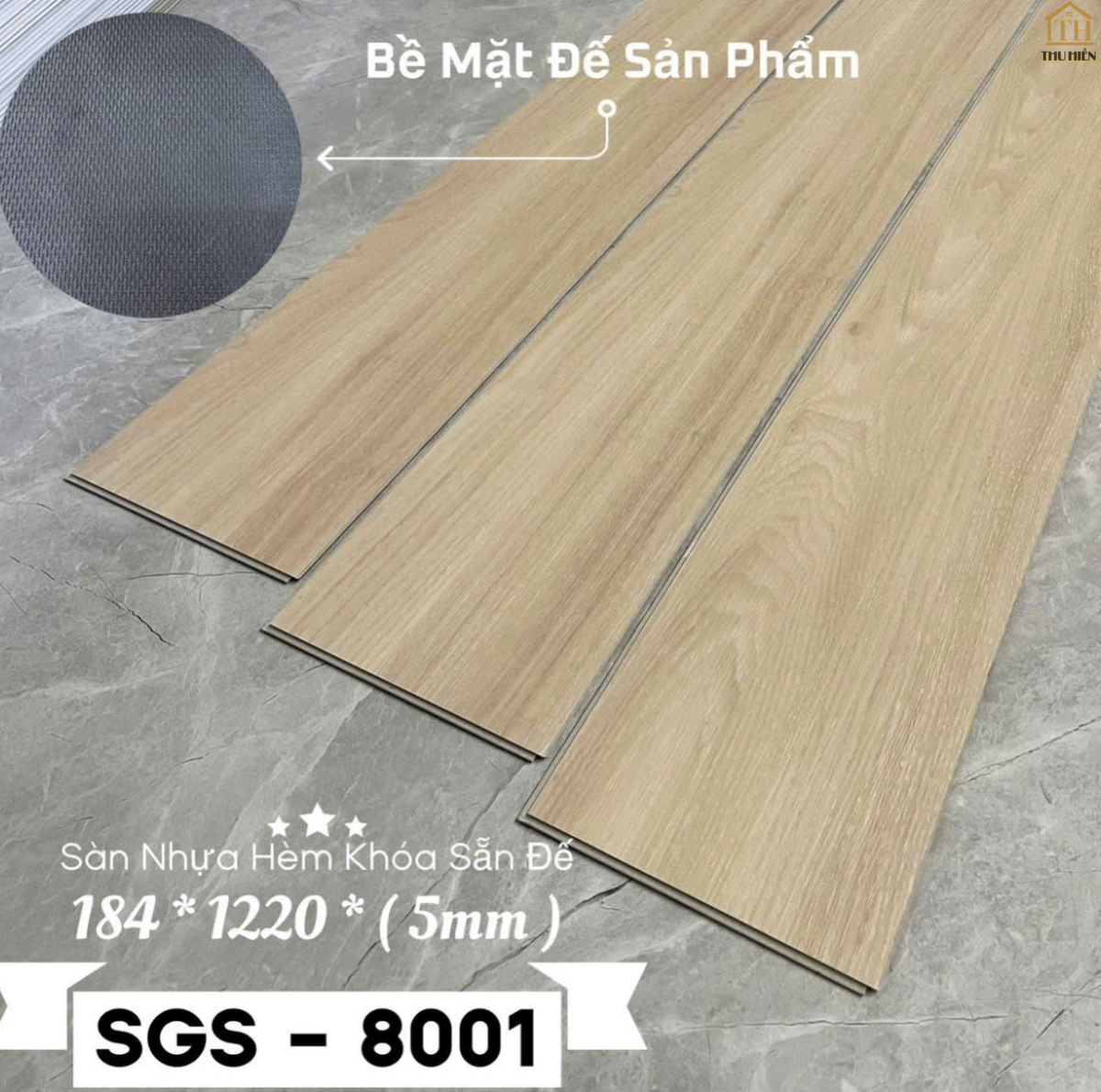Sàn Nhựa Hèm Khóa SGS 5mm Đế Cao Su Sẵn SGS - 8001