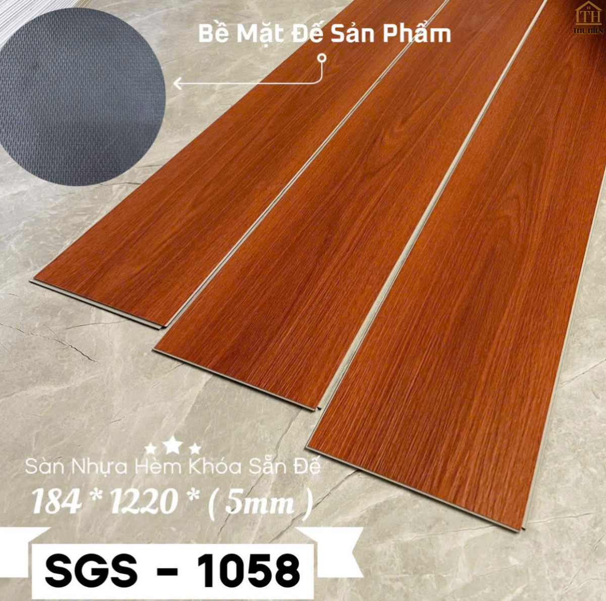 Sàn Nhựa Hèm Khóa SGS 5mm Đế Cao Su Sẵn SGS - 1058