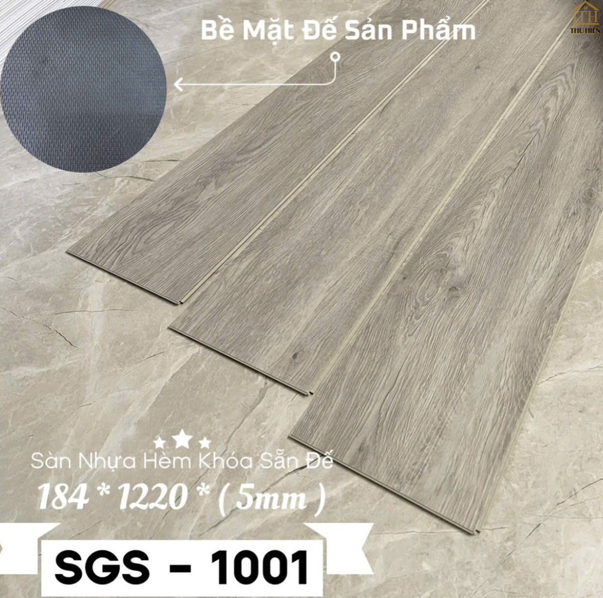 Sàn Nhựa Hèm Khoá Đế Cao Su Sẵn 5mm SGS - 1001