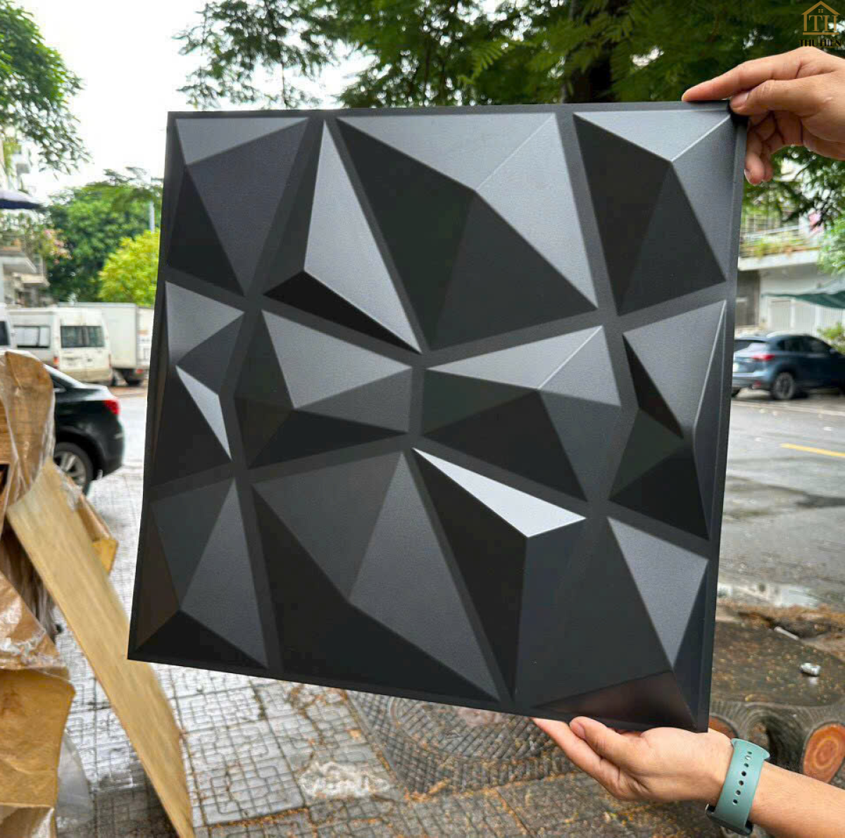TÁM ỐP PVC 3D Màu Vàng + Đen