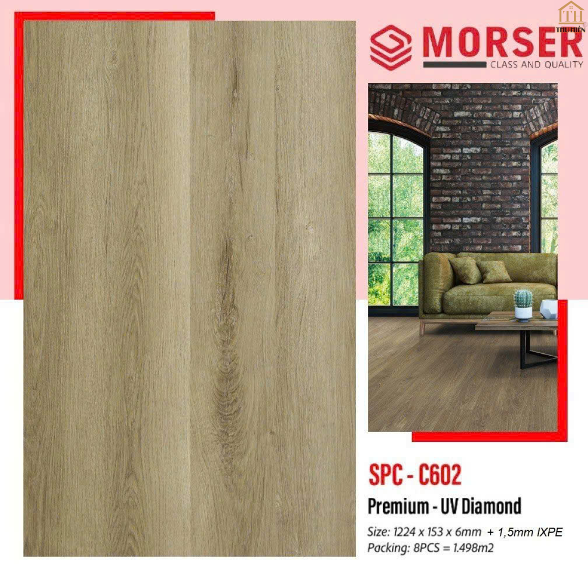 SÀN NHỰA HÈM KHÓA MORSER SPC 6MM + IXPE ĐẾ SẴN 1.5MM 