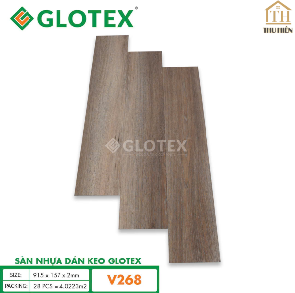 Sàn nhựa Keo Sẵn GLOTEX 2MM Vân Gỗ V268