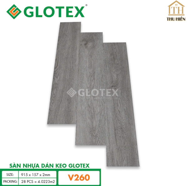 Sàn nhựa Keo Sẵn GLOTEX 2MM Vân Gỗ V260