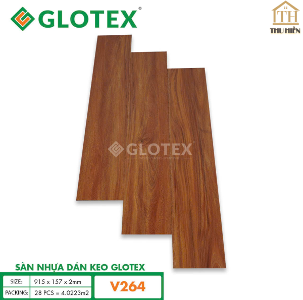 Sàn nhựa Keo Sẵn GLOTEX 2MM Vân Gỗ V264