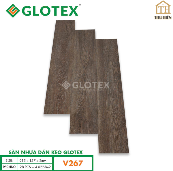 Sàn nhựa Keo Sẵn GLOTEX 2MM Vân Gỗ V267