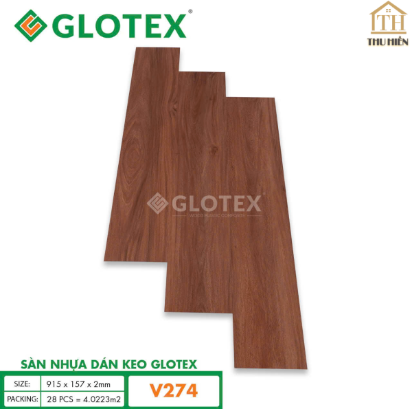 Sàn nhựa Keo Sẵn GLOTEX 2MM Vân Gỗ V274