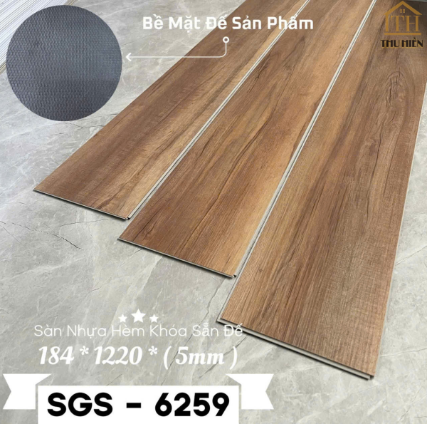 Sàn Nhựa Hèm Khóa SGS 5mm Đế Cao Su Sẵn SGS - 6259