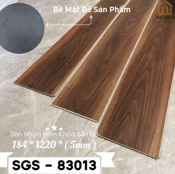 Sàn Nhựa Hèm Khoá Đế Cao Su Sẵn 5mm SGS - 83013