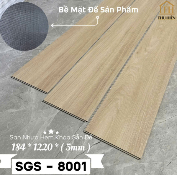 Sàn Nhựa Hèm Khóa SGS 5mm Đế Cao Su Sẵn SGS - 8001