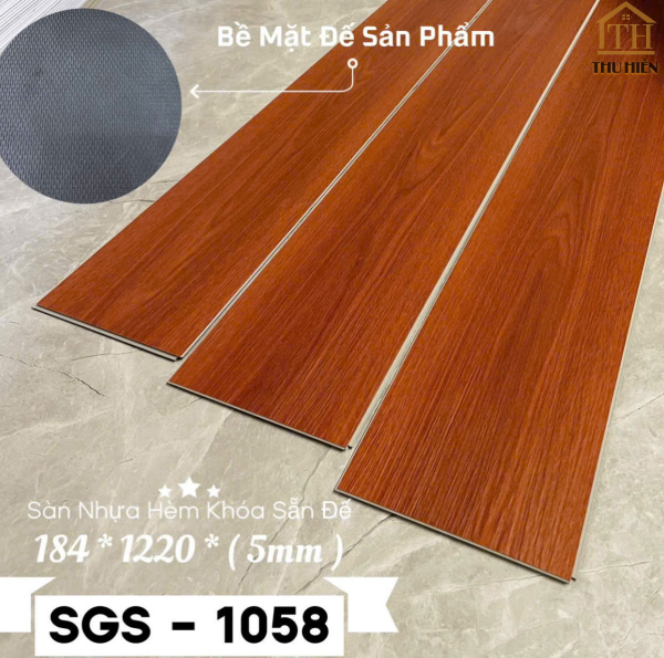 Sàn Nhựa Hèm Khóa SGS 5mm Đế Cao Su Sẵn SGS - 1058
