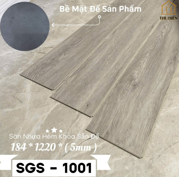 Sàn Nhựa Hèm Khoá Đế Cao Su Sẵn 5mm SGS - 1001