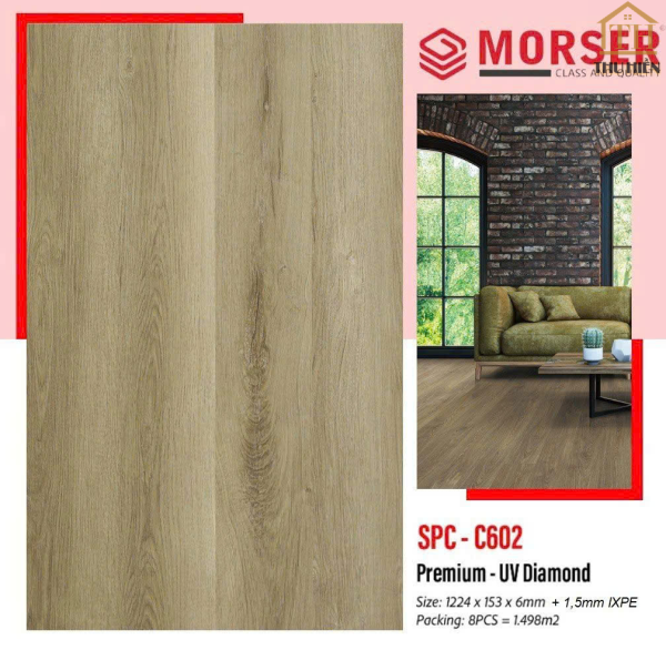 SÀN NHỰA HÈM KHÓA MORSER SPC 6MM + IXPE ĐẾ SẴN 1.5MM 